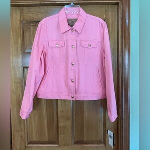 Lauren Jeans Company Classic Women's Sunset Coral Jean Jacket with Gold Buttons